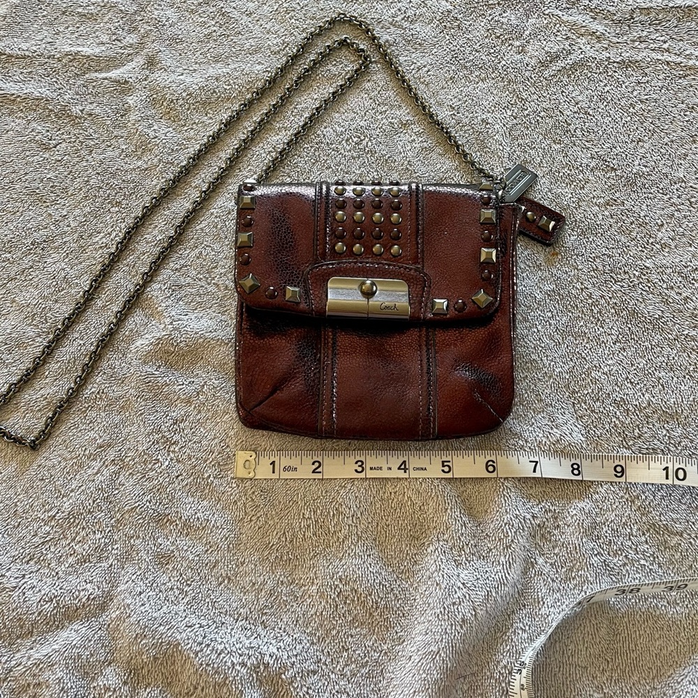 Coach Purple Leather Studded Metallic Crossbody Purse